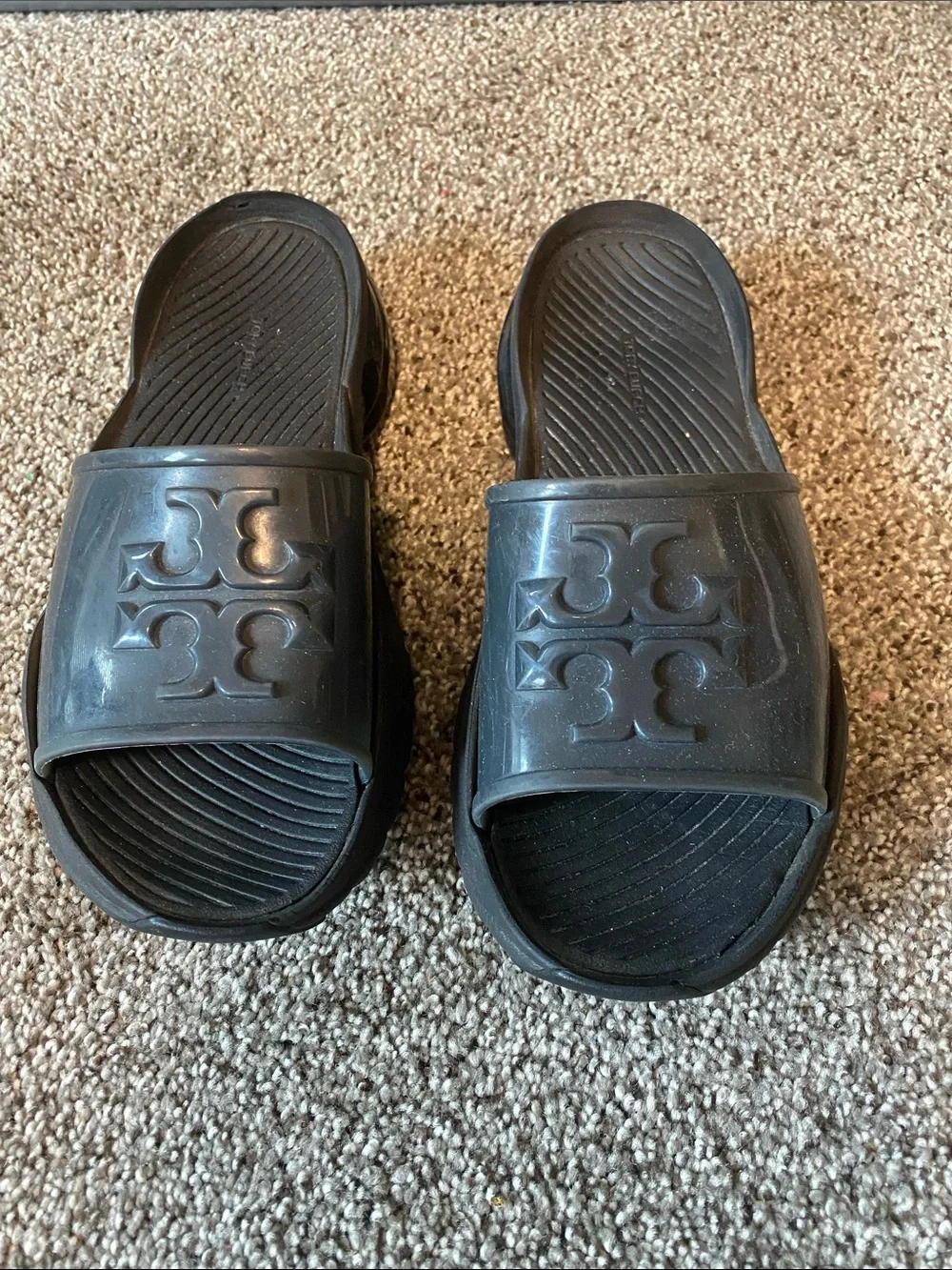 Tory Burch Black Logo Rubber Slide Sandals